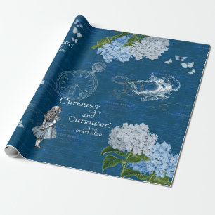 Regalo Alicia en papel de envolvimiento azul floral de la