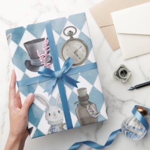 Regalo Alicia linda en papel de envolvimiento azul de piz