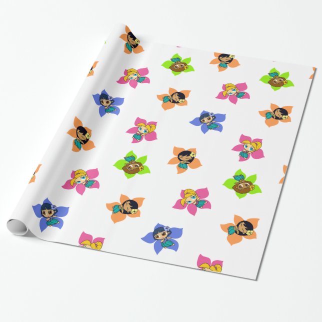 Regalo Aloha Honeys Hawaiian Hula Chica papel de envolvim (Desenrollado)