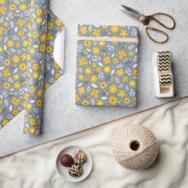 Regalo Amarilla | Blanco | Papel de envolvimiento floral