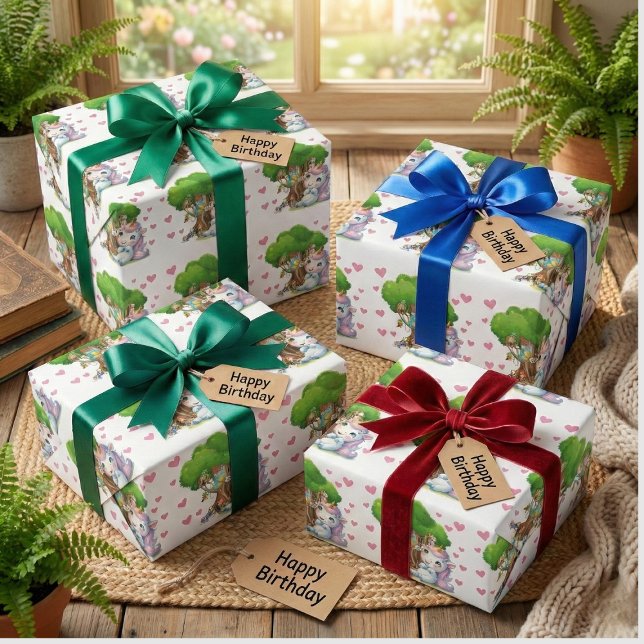 Regalo Amigos de Unicornio y Woodland Envuelven papel mat (Subido por el creador)