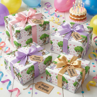 Regalo Amigos de Unicornio y Woodland Envuelven papel mat