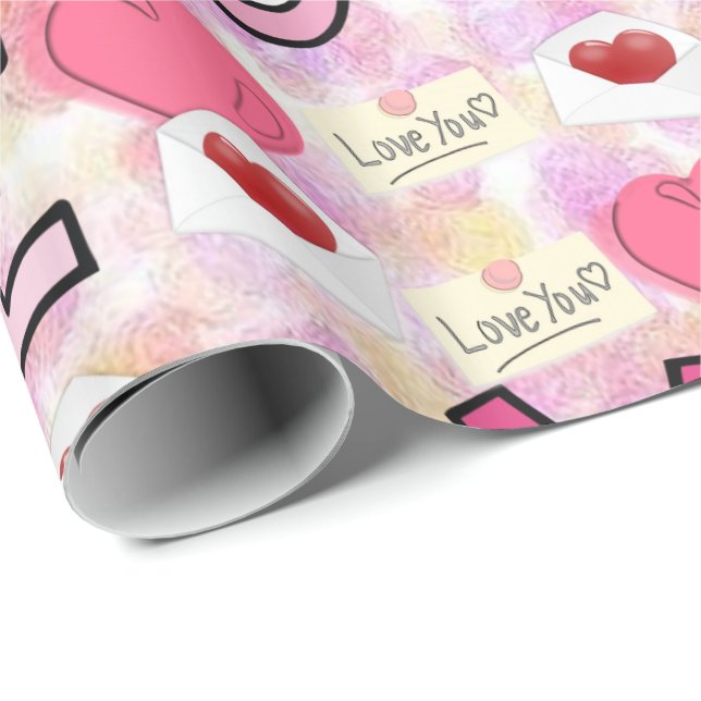 Regalo Amor de papel de envolvimiento brillante (Esquina del rollo)