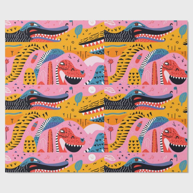Regalo Animales con patrones con doodles Papel de envolve (Superficie plana)