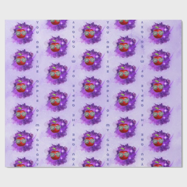 Regalo Apple en papel de envolvimiento de galaxia de agra (Superficie plana)