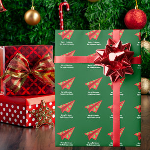 Regalo Árbol de Navidad Divertido de Avión de Papel con N
