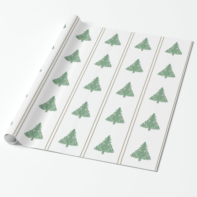 Regalo Árbol de navidad verde elegante en el papel de (Desenrollado)