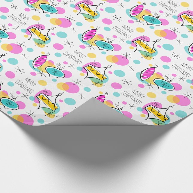 Regalo Árbol retro Baubles Papel envoltorio de navidad (Esquina)