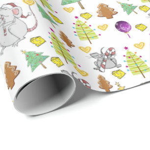 Regalo Árboles de Navidad Papel de Envolver Ratón Queso B