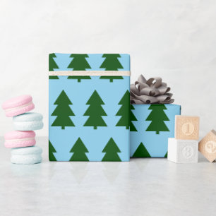 Regalo Árboles de Navidad verdes Papel de envolver azul