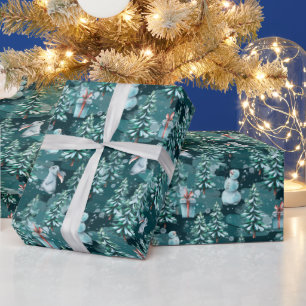 Regalo Árboles navideños y papel de envolver a los muñeco