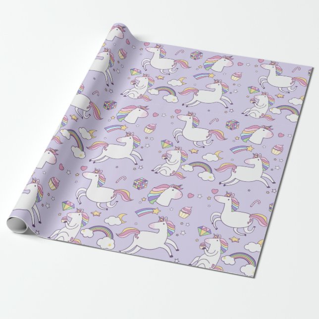 Regalo Arcos de lluvia y papel de unicornio (Desenrollado)