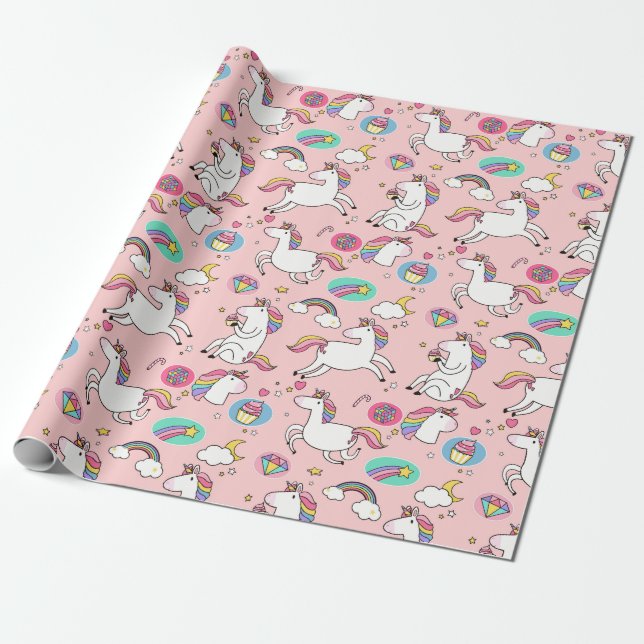 Regalo Arcos de lluvia y papel de unicornio (Desenrollado)