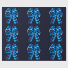 Regalo Arcos de plástico sobre papel de envolver azul