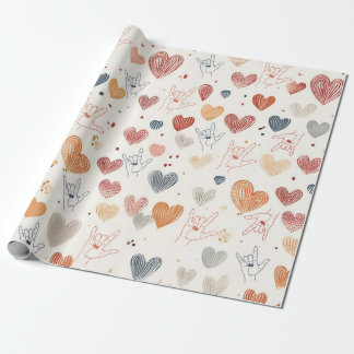 Regalo ASL "Te amo" papel de envoltura, lenguaje de Rótul