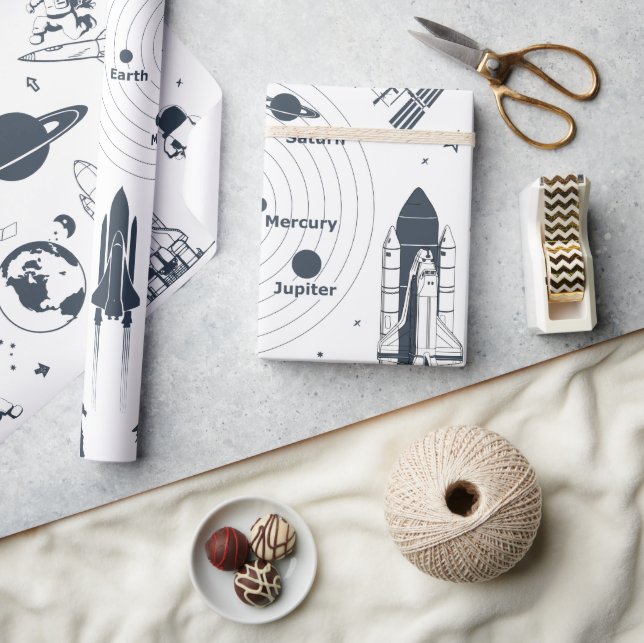 Regalo Astronautas de nave espacial Papel de ajuste de si (Artesanía)