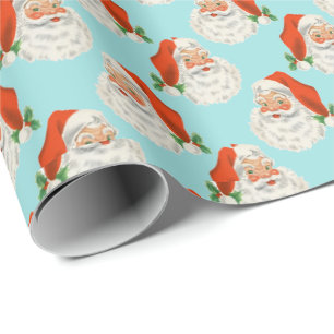 Regalo Azul Claro Papel de envolvimiento de Santa Vieja