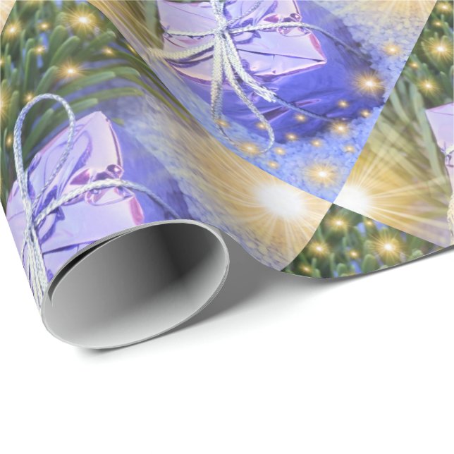 regalo azul, papel de envolvimiento brillante únic (Esquina del rollo)