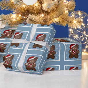 Regalo Azul: Papel de envolvimiento de oso para navidades