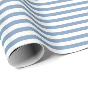 Regalo Azul vintage  Papel de ajuste de franjas blancas