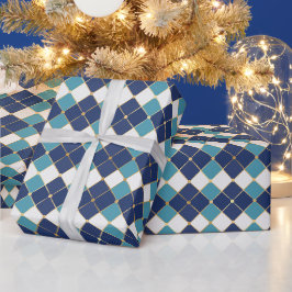 Regalo Azulejo de Janucá en papel de envolver azul
