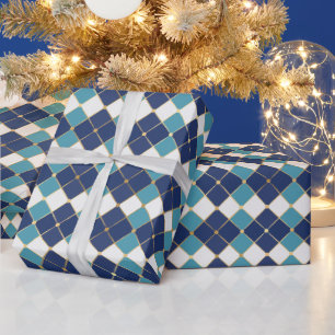 Regalo Azulejo de Janucá en papel de envolver azul