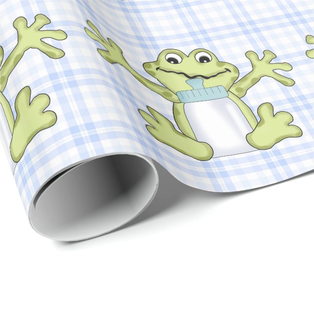 Regalo Baby Boy Frog personalizado papel de envoltura bri (Esquina del rollo)