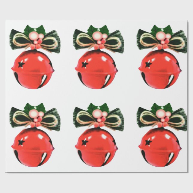 Regalo Bells, Holly Y Bows Papel De Envoltura (Superficie plana)