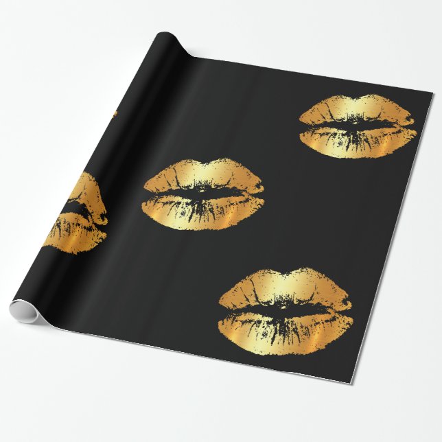 Regalo Besos de oro grandes de los labios en el papel de (Desenrollado)