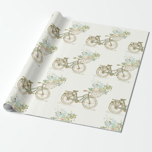 Regalo Bicicleta de época con papel de envolver flores