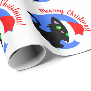 Regalo Black Meowy Navidades Papel de envolvimiento Kitty