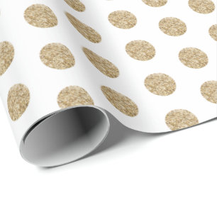 Regalo Blanca Papel de ajuste de puntos Purpurina dorado
