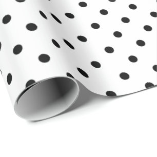 Regalo Blanca  Papel de envolver de puntos de polka negro
