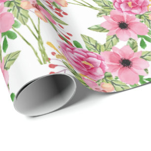 Regalo Blanca Papel de envolver flores rosas