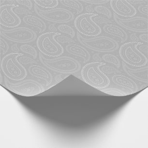 Regalo Blanco de Paisley en el papel de embalaje gris