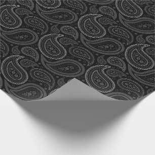 Regalo Blanco de Paisley en el papel de embalaje negro