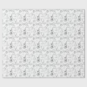 Regalo bocetos científicos sobre papel de envoltura