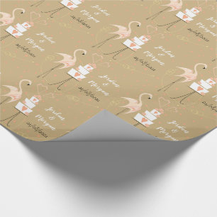 Regalo Boda Flamingo Nombres Papel de embalaje de fecha
