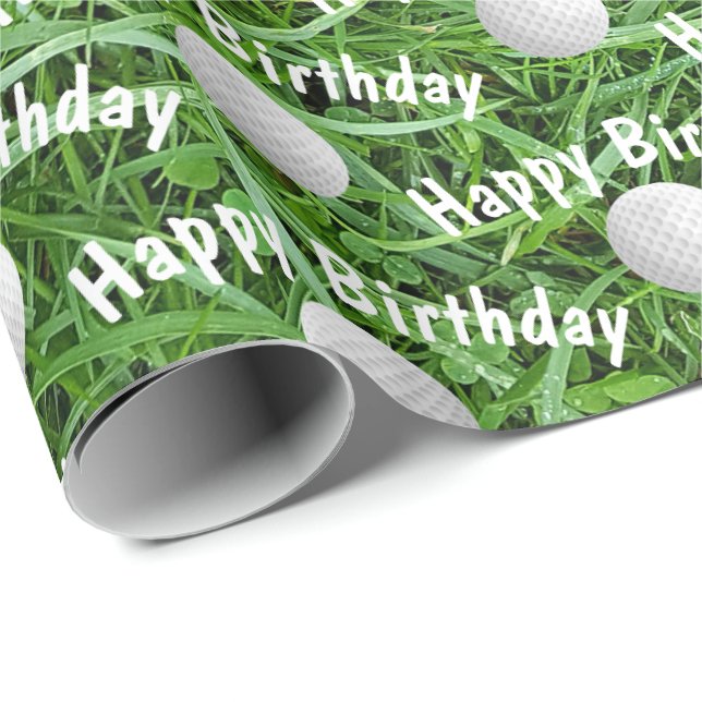 Regalo Bolas de golf de cumpleaños sobre papel de envolvi (Esquina del rollo)