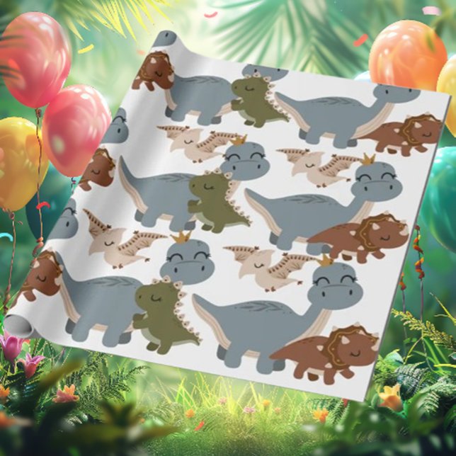 Regalo Bonito Dinosaurios Boho Papel de envolver (Beautiful Dinosaurs Boho Wrapping Paper)