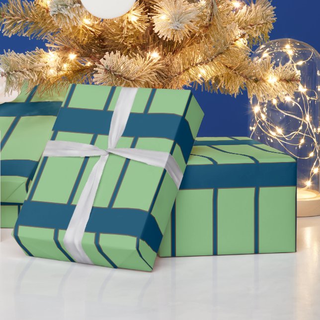 Regalo Bonito papel de envolvimiento de línea VERDE AZUL (Vacaciones)