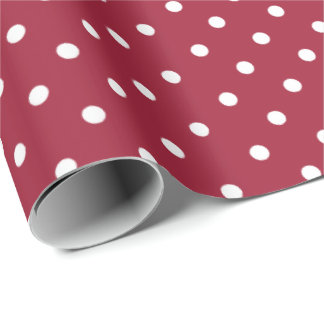 Regalo Borgoña | Papel de ajuste de puntos de polka blanc