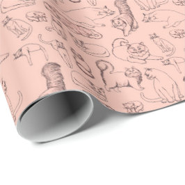 Regalo Bosquejos del papel de embalaje rosado de los