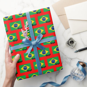 Regalo Brasil: Papel de envolver, rojo patriota de bander