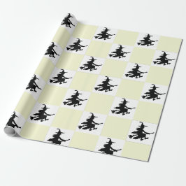 Regalo Brujas en papel de envolver a cuadros amarillos y