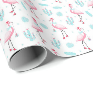 Regalo Cactus Navidades Flamingos Papel de envolver