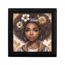 Caja personalizada de joyería de chica negro Keeps