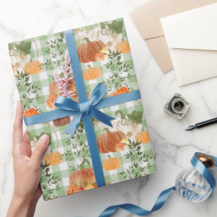 Regalo Calabazas sobre papel de envolvimiento de verifica