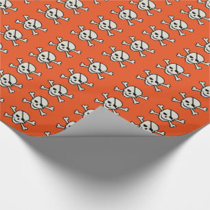 Regalo Calavera - Papel de ajuste brillante Naranja, 30"