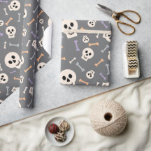 Calaveras de Halloween y papel de envolvimiento si